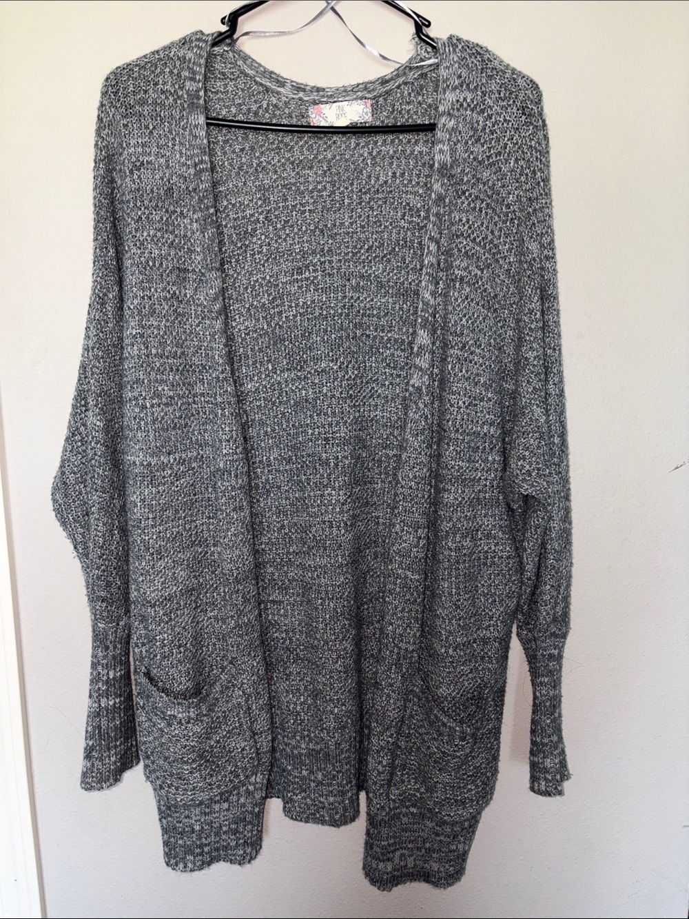 Gray Open-Front Women's Cardigan Sweater